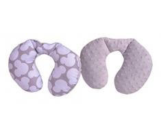 Medi Partners - Almohada cervical para niños, 100% algodón/Minky, almohada cervical para cochecito de bebé, viaje en coche, almohada para dormir, almohada para dormir (Miki con Minky gris)