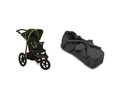 Hauck Runner, Silla de Paseo con 3 Ruedas Neumaticas, Compacto Negro/Amarillo Neón & 2 in 1 Tragenest - Capazo blando 2 en 1, tejido suave y transpirable,medidas de 75 x 35 x 20 cm, color negro