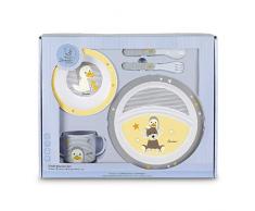 Sterntaler Vajilla infantil Hanno y Edda, Plato, Cuenco, Cuchara, Tenedor, Taza, Edad: Para bebés mayores de 6 meses, Gris/Amarillo