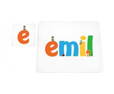Little Helper Emil de Coast erandpl acemat de 15de personalizado con, niña Nombre Posavasos y manteles individuales con acabado brillante