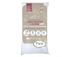 Ptit lit - Protector de colchón de cuna 2 en 1 | Protector de colchón + Sábana bajera 60x120 cm | Impermeable - 100 % algodón - Suave y silencioso - Transpirable - Oeko Tex - Blanco