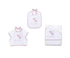 Italbaby Juego de toalla con capucha y babero bear rosa