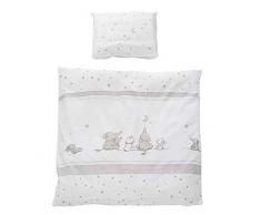 roba Ropa de Cuna para Bebés Sternenzauber, 2 Piezas, Algodón, Funda Nórdica 80 x 80 + Funda de Almohada 40 x 35 cm, Estampado con Estrellas y Elefantes