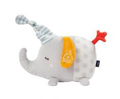 Fehn 053029 - Luz nocturna infantil de elefante, animal de peluche con bordado que brilla en la oscuridad y módulo de luz nocturna, para bebés a partir de 0 meses, talla: 21 cm