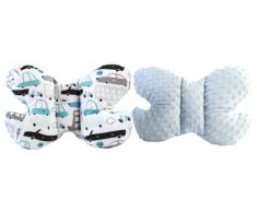 Medi Partners Almohada cervical para niños, 100% algodón, almohada cervical para coche, cochecito, viajes, dormir, almohada para dormir (Cars con azul claro Minky)