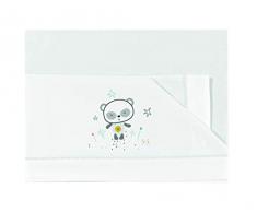 Juego de sábanas para cuna con barras, 60 x 120 cm. 100% algodón blanco gris modelo Panda