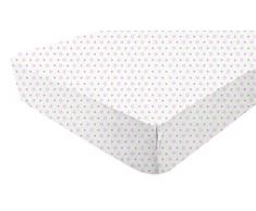 PMP Impreso sábana ajustable Blanca Flores Rosado/Frambuesa Betty la mariposa 60x120 cm