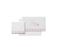 Sábanas de Franela para Minicuna Honey Bear blanco y rosa