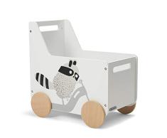 kk Kinderkraft RACOON Caja para Juguetes, Baúl de Almacenamiento, Con Ruedas, Dormitorio Infanti, para niños, Organizador, Espaciosa y Práctica, Hecho de Madera, MDF, Laminada, Hasta 20 kg, Blanco