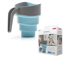reer MyHappyBath Cup - Vaso para lavar el pelo de tu bebé sin lágrimas, taza flexible para plegar y quitar el mango, ideal para viajar con un gran ahorro de espacio