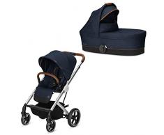 Cybex Gold - Cochecito Balios S con capazo S, desde el nacimiento hasta 17 kg (4 años aprox.), colección denim, denim blue
