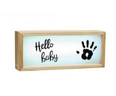 Baby Art My Baby Lightbox Caja luminosa LED con Huella mano bebé, lámpara LED personalizable para dormitorio, base de madera con luz blanca