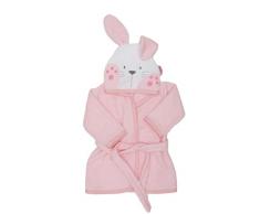 Ti Tin | Albornoz Infantil con Capucha 100% Algodón | Albornoz Toalla Suave y Absorbente con un Diseño de Orejas de Conejito Color Rosa | Talla Bebés de 6 a 18 meses
