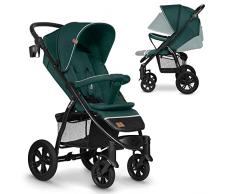 LIONELO Annet Tour Silla de paseo, bebe carro, hasta 22 kg, ajuste del respaldo a la posición tumbada, ruedas sin mantenimiento, capota impermeable XXL, cinturones de 5 puntos (verde)
