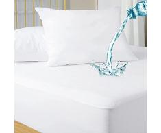 Protector de colchón de rizo de algodón 100% resistente al agua para cama de matrimonio, 160 cm x 200 cm