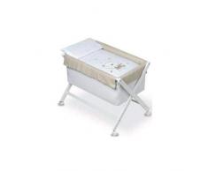 Pirulos 28930014 - Minicuna plegable tijera lino, diseño osito star, 68 x 90 x71 cm, color blanco y lino
