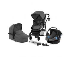 Kinderkraft Silla de paseo de bebe JULI 3en1 Trio Cochecito 3 piezas capazo silla de coche incluida plegado 3 posiciones del asiento con accesorios Protector de Lluvia Saco para Piernas (0-13 kg)