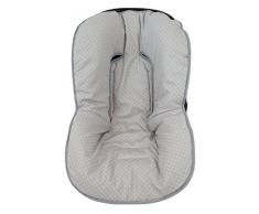 Funda colchoneta universal para grupo 0 o maxi-cosi. Modelo topitos gris acolchada