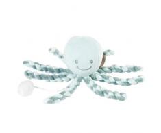Nattou 879255 - Peluche Musical de Pulpo, Melodía La-Le-Lu, Para recién nacidos y prematuros, 23 cm, Verde menta