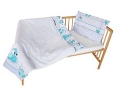 cosing 332 - 019 - 181 Juego de ropa de cama infantil algodón 2 piezas - búhos, color blanco/gris