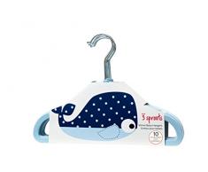 3 Sprouts Ballena - Set de perchas, unisex