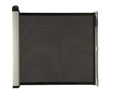 Lascal KiddyGuard - Barrera frontal de seguridad discreta para escaleras - Barrera de puerta enrollable de lona con carcasa de aluminio - Panel extensible hasta 120 cm - Negro