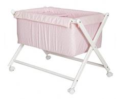 Babyline Topo - Mini cuna de tijera de madera, unisex, color rosa y blanco