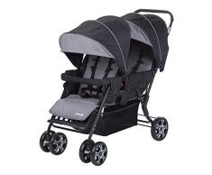 Safety 1st Teamy Cochecito gemelar y hermaños, Silla de paseo gemelar plegable, carrito gemelos doble, ligero y compacto, color Black Chic