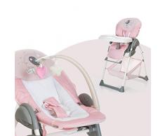 Hauck Sit N Relax - Hamaquita balancin y trona para recién nacidos, respaldo reclinable, chasis ligero, con arco móvile, mesa, ruedas, regulable en altura, plegable - rosa