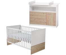 roba Gabriella - Juego de 2 piezas para habitación infantil, incluye cuna de 70 x 140 cm y cómoda cambiador, bicolor
