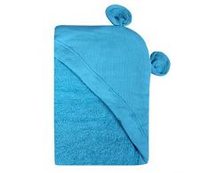 Minene – niños bebé baño toalla delantal con capucha con orejas de oso, 70 x 70 cm, Aqua