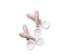 BABYBJÖRN Cuchara y Tenedor para Bebé, 4 piezas (Rosa Pastel)