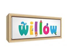 Feel Good Art lienzo con Solid enmarcado Caja Madera Natural Surround en nombre de bonito diseño de Ilustrativos Girl (25 x 63 x 3 cm, tamaño mediano, mimbre)