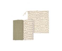 LÄSSIG manta para bebé paño de muselina juego de 2 algodón 80 x 80 cm/Swaddle & Burp Blanket L caramel