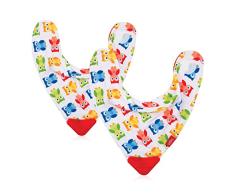 Nuby - Set de 2 Baberos 100% algodon con mordedor -3 M + - Rojo