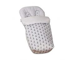 Saco de Bebé Universal Silla Polar Interior + Manoplas de Regalo a juego!+ 2 Cubre Arnés de Regalo a juego! desmontable, tejido trasero 3D, repele el agua (Tepee Gris)
