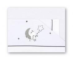 Pirulos Luna Juego de Sábanas 100% Algodón para Mini Cuna de 50x80 cm para Invierno y Verano, Color Gris