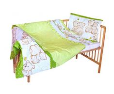 cosing 332 – 019 – 148 Juego de ropa de cama infantil algodón 2 piezas – Dos osos, color verde