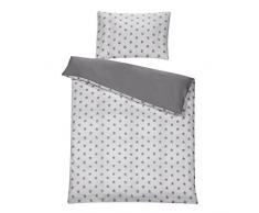 Schardt - Juego de cama infantil reversible (2 piezas), diseño de estrellas, color gris
