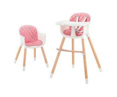 kk Kinderkraft SIENNA Trona bebé, Trona portatil, Tronas de bebé baratas, Silla para bebé, Ergonómica, Fácil de limpiar, Patas de Madera, Bandeja Extraíble, para niños, 6 Meses - 5 años, Rosa