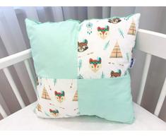 Kospu Almohada patchwork 40 x 40 cm algodón y felpa minky, almohada, habitación infantil