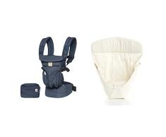 Ergobaby Mochila Portabebé Ergonómica Omni 360 Cool Air Mesh Midnight Blue, Azul & Easy Snug Original - Cojín para bebé, color natural