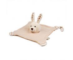 GRÜNSPECHT Toalla para bebés orgánica, 100% algodón, con muñeca de mano, correa de velcro para chupete suave y suave, GOTS, beige (620-00)