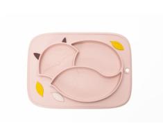 InnoGIO GIOfresh Fox Rosa, Plato para Bebés y Niños, Fox, 3 Compartimentos, Silicona Suave, Superficie Antideslizante, Libre de BPA, Apto para Microondas y Lavavajillas