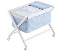 Minicuna plegable desenfundable patas madera blanco (50 x 80 cm) MOON azul