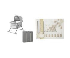 Kinderkraft Cuna Bebé Lovi, Moisés, Bolsa de Transporte, Juegos, Viaje, Gris & INTERBABY - Juego de sábanas para minicuna Love, Beige