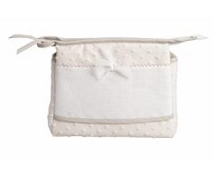 FILET - Bolsa de Viaje con Cremallera, Bolsa de Viaje con Bolsillo de Lona Aida para Bordar, Organizador para Productos de Belleza, 100% Made in Italy, Dimensiones 24 x 20 x 10 cm, Beige y Blanco