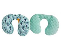 Medi Partners - Almohada cervical para niños, 100% algodón/Minky, almohada cervical para cochecito de bebé, viaje en coche, almohada para dormir, almohada para dormir (bosque con minky minor)
