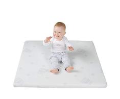 roba Colchón para Parque Infantil de 75 x 100 cm - safe asleep® Air - Funda Jacquard Desmontable - Blanco