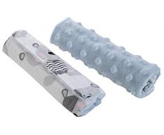 Almohadilla acolchada para cinturón de seguridad para cochecito de bebé, 100% algodón, 1 par, 18 x 13 cm, doble cara, cochecito deportivo (oso de peluche con menta azul claro)